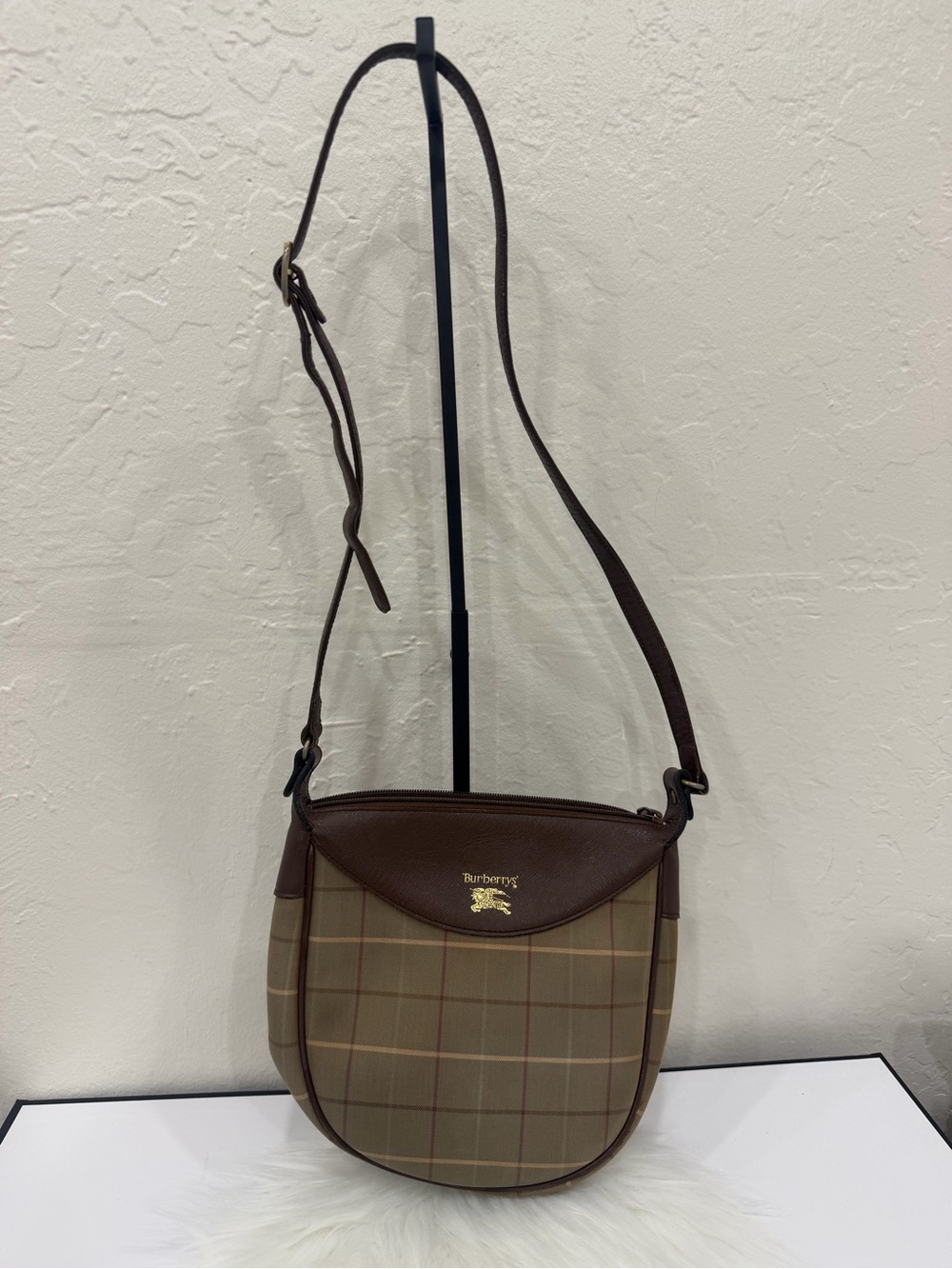 Vintage Burberrys of London Check saddle crossbody bag
